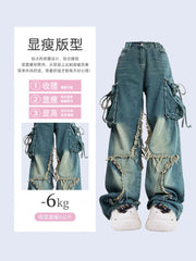 christmas outfit JazzHer Women Blue Cargo Jeans Baggy Vintage 90s Aesthetic High Waist Cowboy Pants Harajuku Denim Trousers Y2k Trashy 2000s Clothes 2025