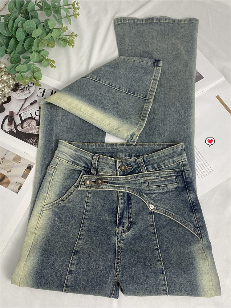 christmas outfit JazzHer 2025 New Elegant Flared Jeans Woman Low Waist Stretch Cotton Denim Pants Vintage Streetwear Y2k Fashion Jean Female Chothing