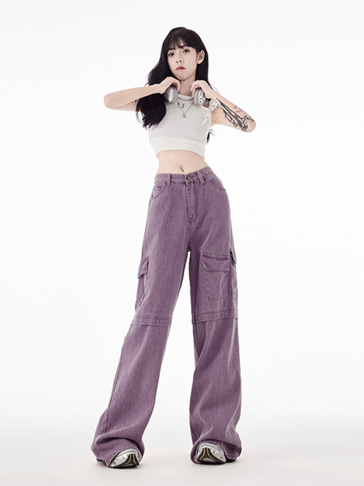 christmas outfit JazzHer Women's Vintage Purple Jeans Baggy High Waist Denim Trouser Korean 90s 2000s Y2k Punk Harajuku Aesthetic Wide Leg Pants Clothes