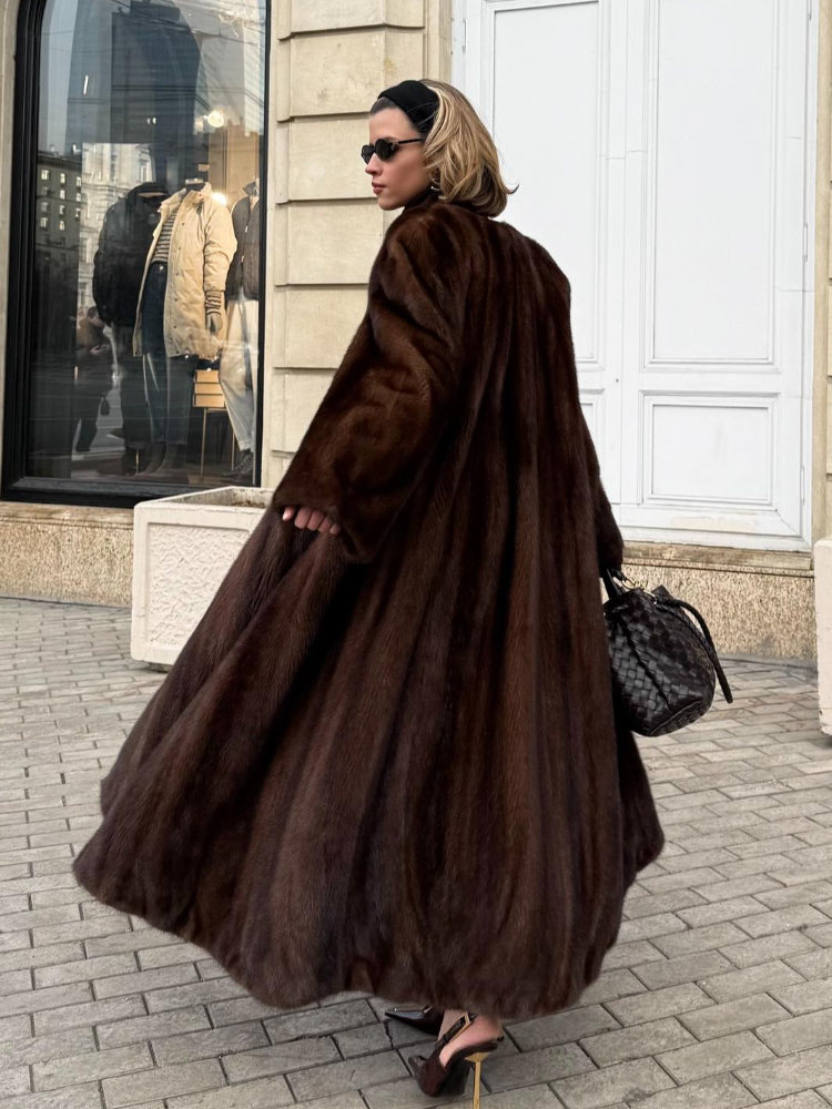 JazzHer Solid Color Women's Chic Fluffy Faux Fur Long Coat Fashion Oversized V-neck Full Sleeve Thick Jacket Lady Casual Warm Streetwear