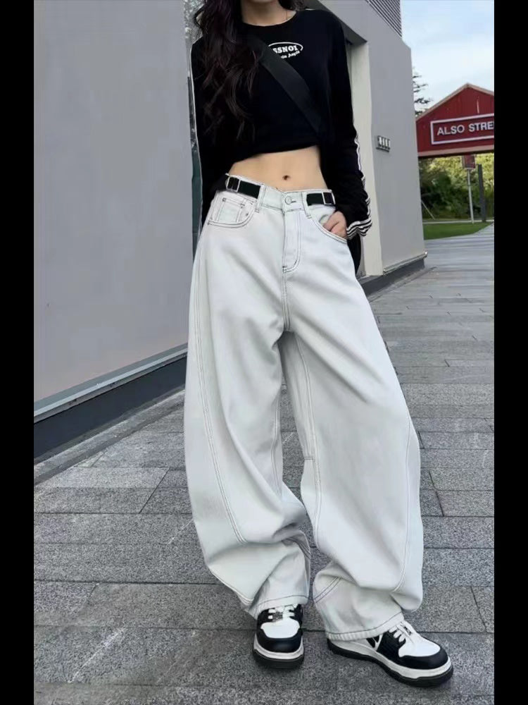 christmas outfit JazzHer Women White Baggy Jeans Harajuku Oversize Straight Denim Trousers Y2k 90s Vintage Japanese 2000s Style Jean Pants Trashy Clothes