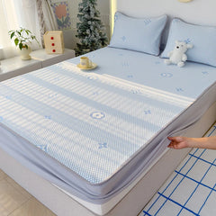 JazzHer New Summer Ice Bean Bed Mat with Cool But Not Ice Solid Bedspread Without Pillowcase  Sheet Set with Elastic Bedding 200x220