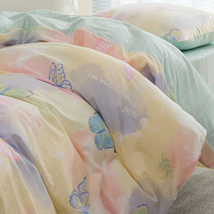 JazzHer 2025 Bedding Set New Spring Girls Ins Duvet Cover with Zipper No Filler Flat Sheet Pillowcase Single Queen Size Bed Linens