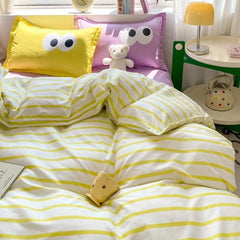JazzHer Big Eyes Bedding Set 2024 New Colorful Boys Girls Duvet Cover No Filler Pillowcase Flat Sheet Twin Queen Size Home Bedspread