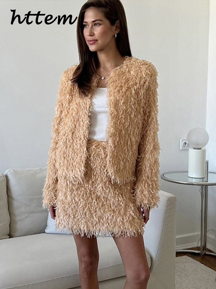 JazzHer Elegant Tassels Cardigan Mini Skirt Set O-neck Long Sleeve Coat Sexy Short Skirts 2024 Autumn Lady Fashion Knit 2 Piece Sets New