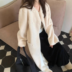 cold weather outfits JazzHer Winter Idle Style French Vintage Design Double Row Button Faux Fur Lamb Wool Long Jacket Warm True Leather Fur Coat From China