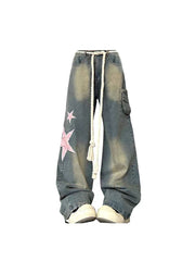 christmas outfit JazzHer Women Baggy Star Jeans Vintage Harajuku Oversize High Waist Denim Trouser Emo 2000s Y2k 90s Aesthetic Wide Pants Trashy Clothes