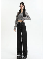 christmas outfit JazzHer Women's Black Gothic Y2k Jeans Harajuku Japanese 2000s Style Oversize Denim Trousers Baggy Jean Pants Emo Trashy Vintage Clothes