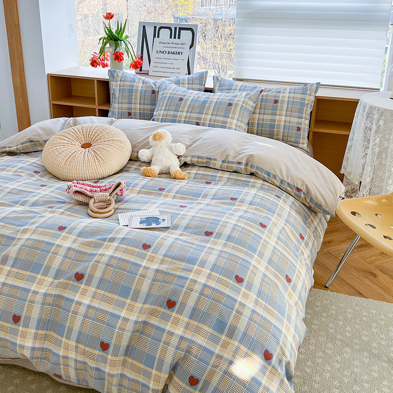JazzHer Cotton Bedding Set Floral Rabbit Ins No Filler Duvet Cover Flat Sheet Pillowcase Full King Size Soft BedSpread Home Textile