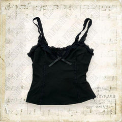 JazzHer Y2K Sexy Female Emo Club Camisole Hot Girl Personality Minimalist Halter tops Sleeveless Women's Backless Chic Lace Bow Clothing