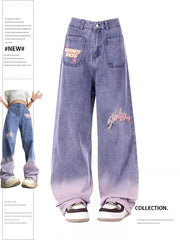 christmas outfit JazzHer Women's Purple Jeans 90s Aesthetic Baggy High Waist Denim Trousers 2000s Korean Y2k Vintage Wide Leg Cowboy Pants Clothes 2025