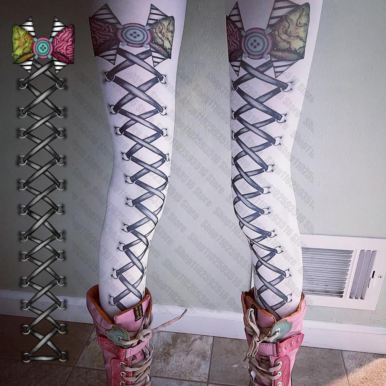 JazzHer Sexy Stockings Stockings for Women Goth Knee High Socks Pantyhose Harajuku Punk Long Socks Woman Fetish Tights Lolita Emo Shoopy