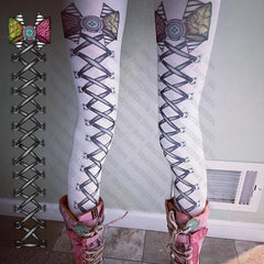 JazzHer Sexy Stockings Stockings for Women Goth Knee High Socks Pantyhose Harajuku Punk Long Socks Woman Fetish Tights Lolita Emo Shoopy