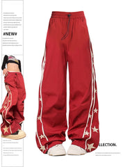 christmas outfit JazzHer Women's Baggy Wine Red Sweatpants Harajuku Streetwear Fashion Y2k High Waist Oversize Jogger Pants Vintage Wide Trousers Clothes