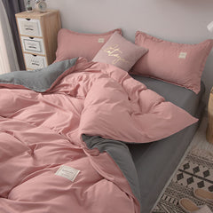 JazzHer Nordic Bedding Set Simple Flat Sheets Duvet Quilt Cover Pillowcase Bed Linen for Single Queen Full Size Solid Home Textiles