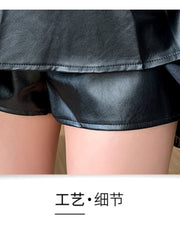 christmas outfit JazzHer Women Leather Skirts Vintage Female Streetwear Korean High Waist Fashion Y2k Black Gothic Punk Silver A-line Pleated Mini Skirt