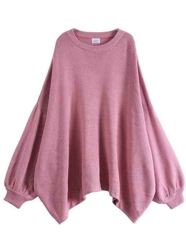 JazzHer 2024 Fall Fashion Batwing Sleeves Loose Solid Color Sweater Top