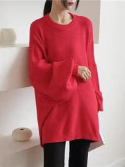 JazzHer 2024 Fall Fashion Batwing Sleeves Loose Solid Color Sweater Top