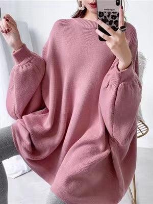 JazzHer 2024 Fall Fashion Batwing Sleeves Loose Solid Color Sweater Top