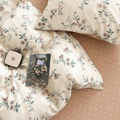 JazzHer Floral Ins Bedding Set Cotton Made No Filler Duvet Cover Flat Sheet Pillowcase Single Queen Size Soft BedSpread Home Textile