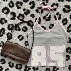 JazzHer Y2k Summer Aesthetic Corset Crop Top Women Clothing Pink Sexy Pink Letter Sweet Girl Sling Kawaii Bandage Camis Tank Tops Emo