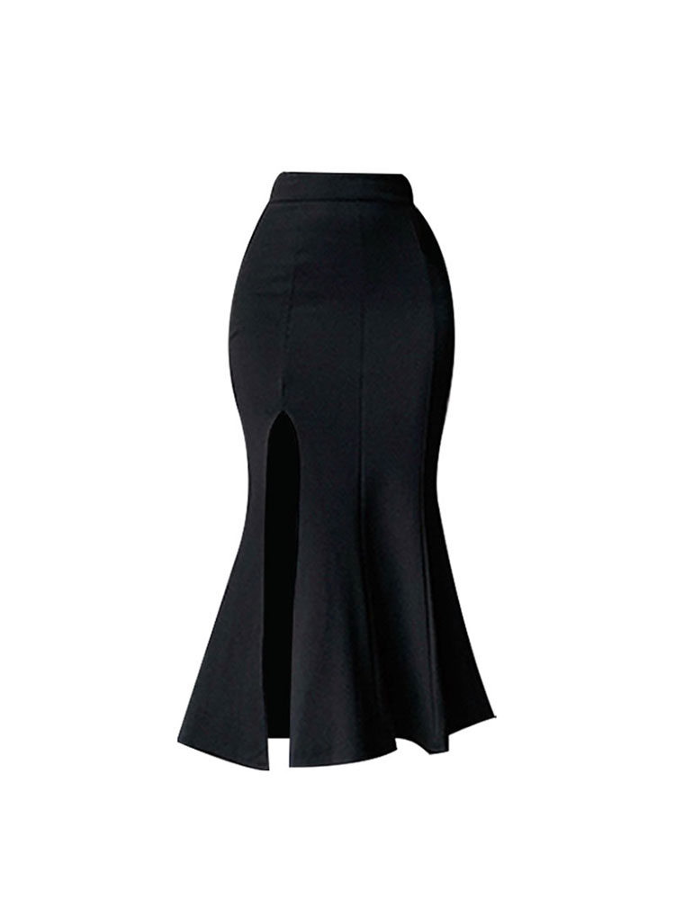 christmas outfit JazzHer Fashion High Waist Midi Skirts For Women 2025 Autumn Slim Fit Hip Mermaid Skirt Woman Korean Style Ruffles Black Skirts Elegant