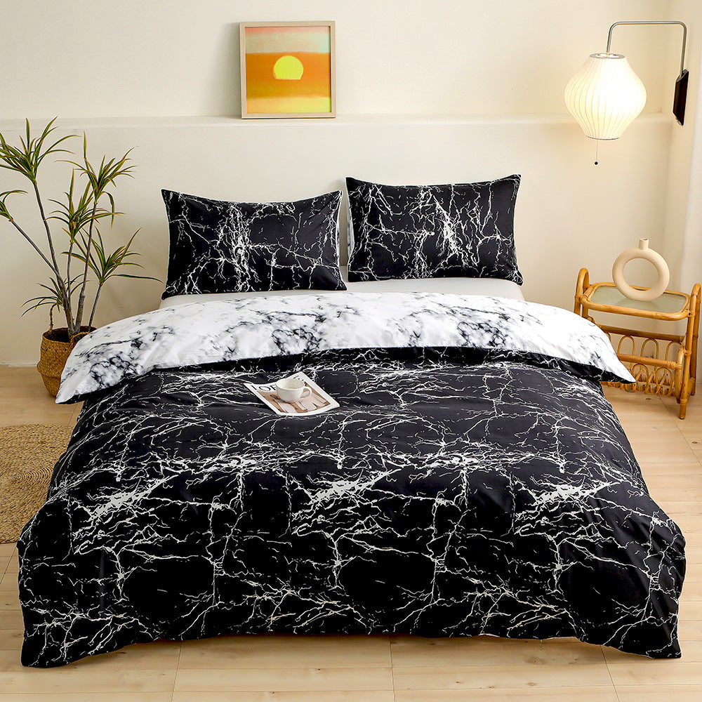 JazzHer Ins Nordic Bedding Set No Filler Duvet Cover Fitted Sheet Pillowcase Single Double Queen Size Home Bedspread Set