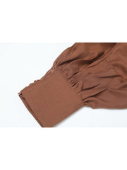 christmas outfit JazzHer Women's Coffee Shirts and Blouses Vintage Y2k 90s Aesthetic 2000s Elegant Long Sleeve Polo-Neck Luxury Shirt Clothes Autumn 2025
