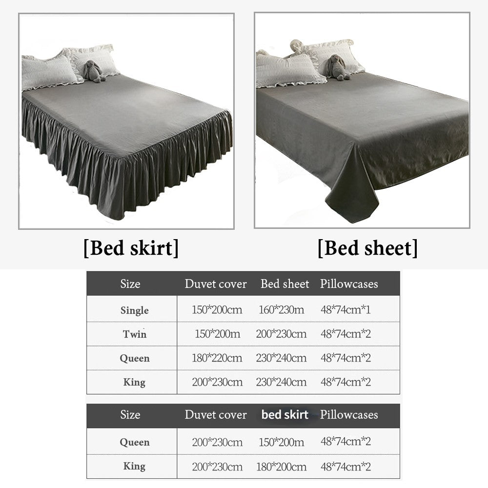 JazzHer Pink Ruffled Seersucker Duvet Cover Set 3/4pcs Soft Lightweight Down Alternative Grey Bedding Set with Bed Skirt and Pillowcases