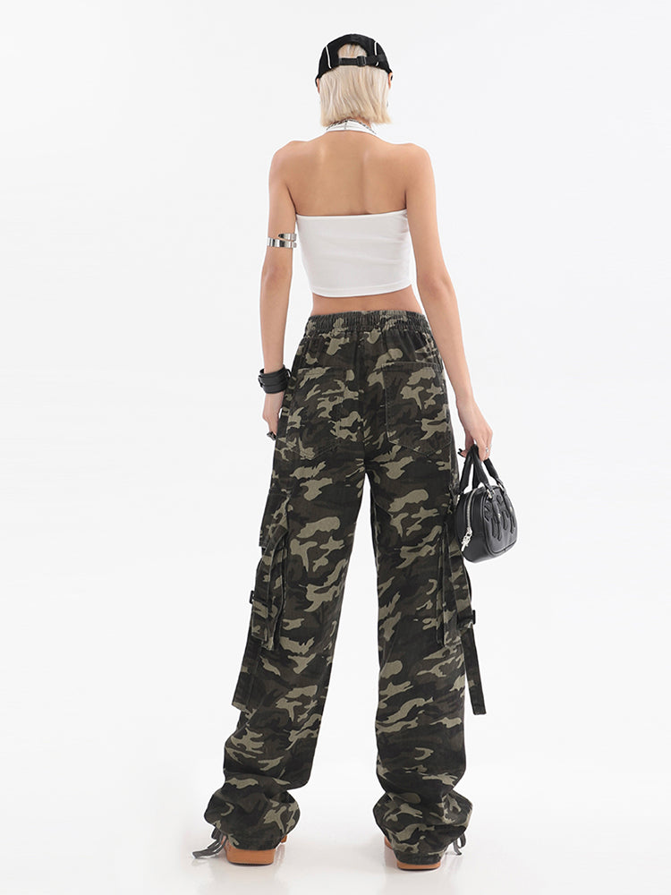 christmas outfit JazzHer Women's Camouflage Baggy Cargo Pants Vintage Y2k Harajuku Aesthetic Streetwear Oversize Pants High Waist Trousers 2000s Clothes