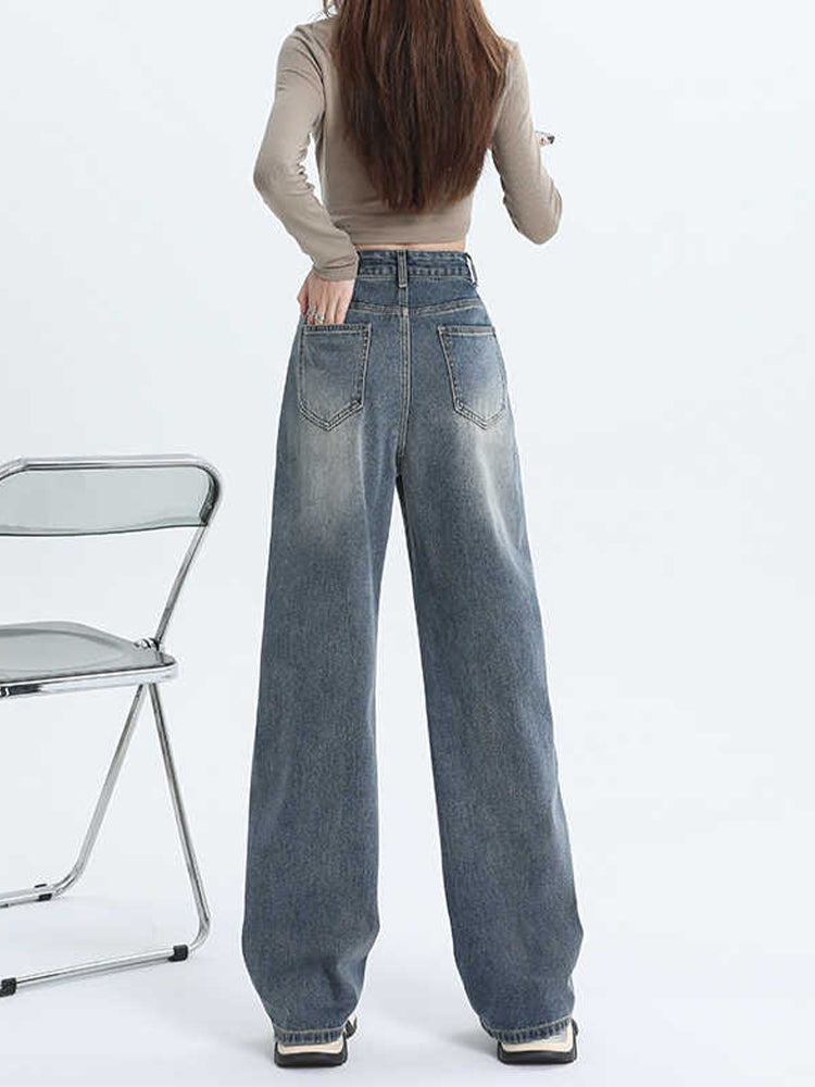 christmas outfit JazzHer Women Blue Baggy Jeans Harajuku Oversize Straight Denim Trousers Y2k 90s Vintage Japanese 2000s Style Jean Pants Trashy Clothes