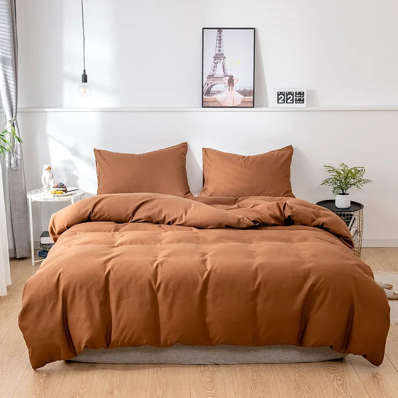 JazzHer Nordic Solid Color Sanding Duvet Cover 220x240 Single Double Queen King Simple Bedding Set Pillowcase Bedclothes (No Bed Sheet)