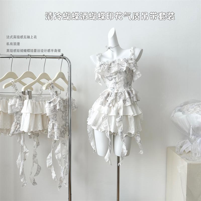 JazzHer Y2k Crop Top Summer Lace Bandage Butterfly Backless Punk Sexys Tops Tank Camis Body Kawaii Korea Casual Slim Vintage Clothes 90s