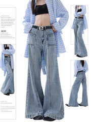 christmas outfit JazzHer Women's Baggy Y2k Flare Jeans Harajuku Aesthetic Oversize Denim Trousers Vintage Japanese 2000s Style Jean Pants Trashy Clothes