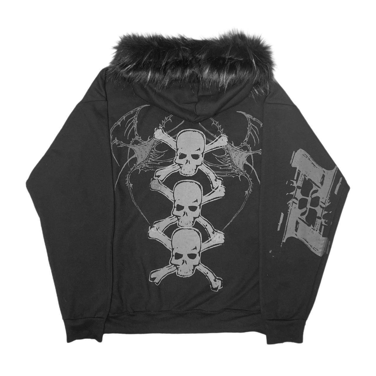 JazzHer Y2K Goth Ladies Skull Print zipper hoodie Loose street wear American punk hip hop fashion plush patchwork caps for men and women