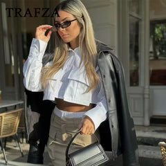 cold weather outfits JazzHer 2024 Spring Casual Women Short Shirts Fashion Streetwear Solid Pockets Turn Down Collar Single Breasted Chic Short Shirts