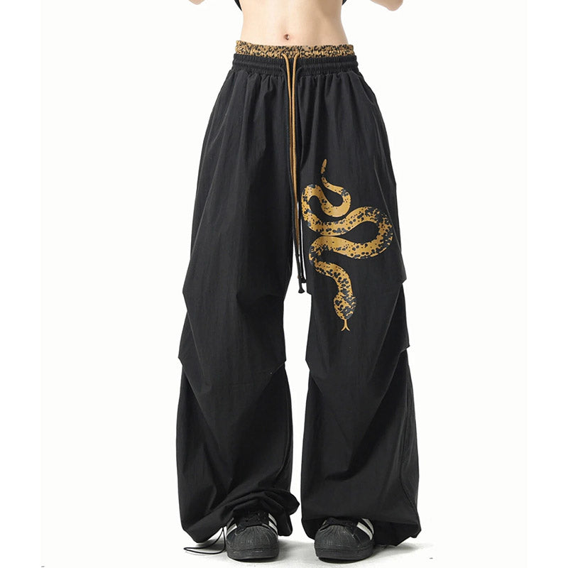 JazzHer Y2K Streetwear Pants Women Black Hip Hop Oversized Sweatpants American Vintage Print Loose Casual Female Dance Trousers New