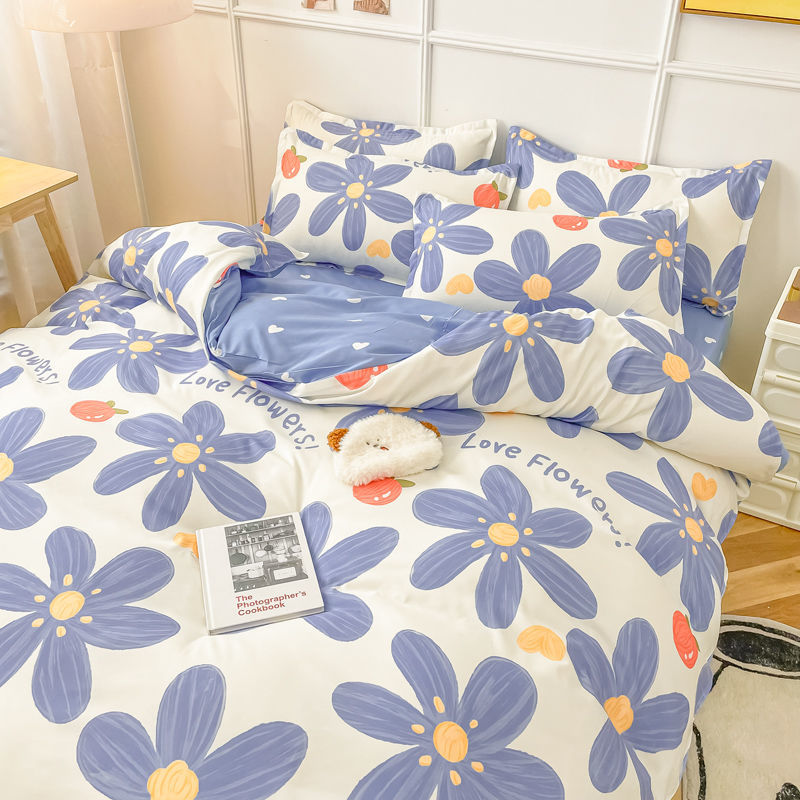 JazzHer Spring Bedding Set Fashion Cartoon Kids Single Double Queen Size Flat Sheet Duvet Cover Pillowcase Bed Linens Home Textile
