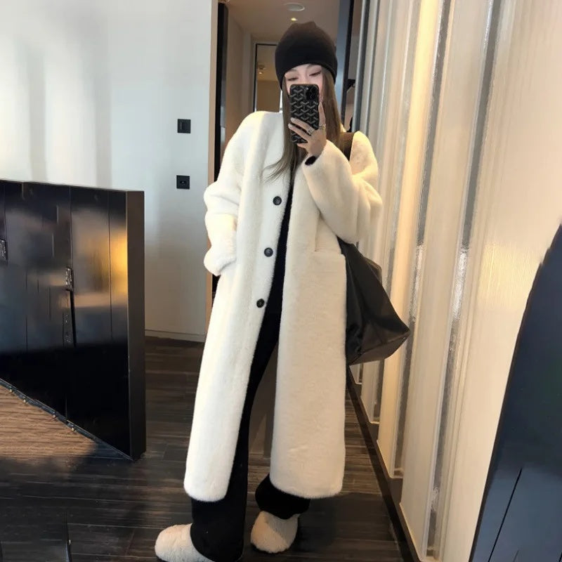 cold weather outfits JazzHer 2024 New Thickened Idle Style Women's Long Eco-Friendly Mink Fur Jacket Overcoat From China Mainland True Leather Fur