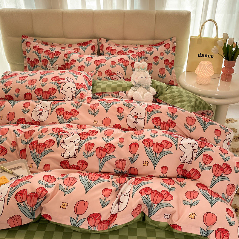 JazzHer Cute Cartoon Bedding Set Kids Adult Favorite Duvet Cover Pillowcase Bed Sheet Single Full Size Queen Girls Boys Bed Linens