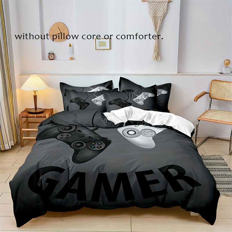 JazzHer Gamepad Design 3-Piece Duvet Cover Set - Soft & Breathable Bedding, Ideal for Bedroom and Guest Room  Duvet Cover + 2 Pillowcase