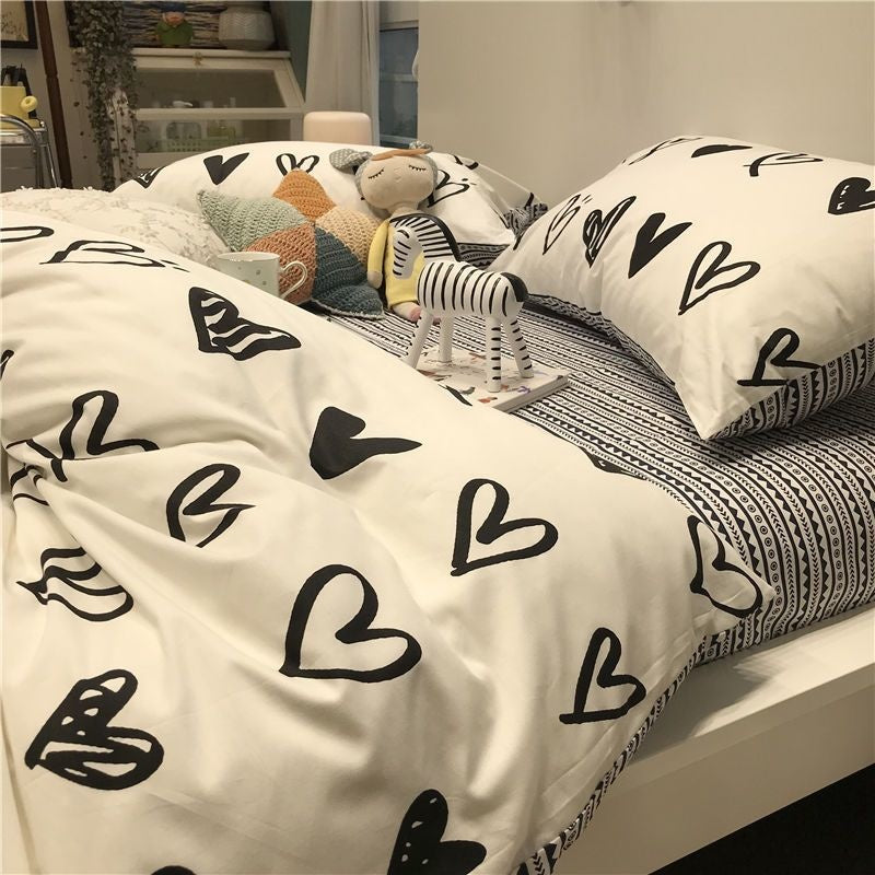 JazzHer Ins Nordic Pastoral Style blue Floral Duvet Cover With Pillow Case Princess Bed Sheet Kids Girls Bedding Set King Queen Cute