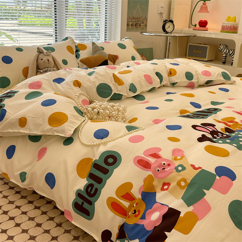 JazzHer Kawaii Cartoon Bedding Set No Filling New Arrival Soft Boys Girls Single Double Duvet Cover Flat Sheet Pillowcase Kit