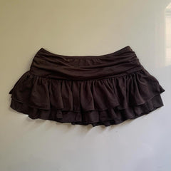 JazzHer Y2K Mini Skirt Ladies low waist layered pleated black sexy retro A-line pleated skirt casual short summer skirt emo