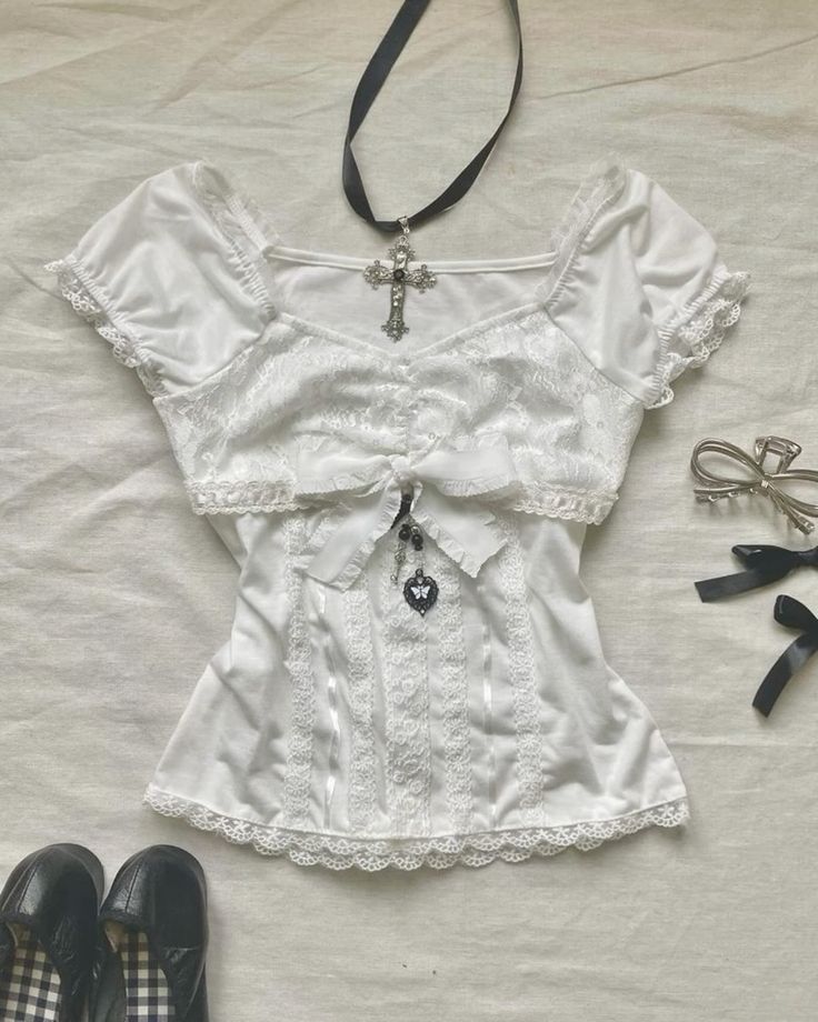 JazzHer Crop Top Y2k Summer Punk Sexy Lace T shirts Body Tees Slim Graphic T shirt Women Clothes 2000s Harajuku Grunge Kawaii Cute Top