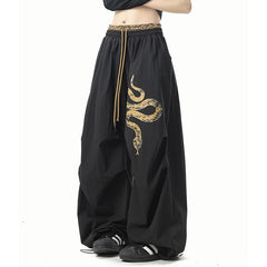 JazzHer Y2K Streetwear Pants Women Black Hip Hop Oversized Sweatpants American Vintage Print Loose Casual Female Dance Trousers New