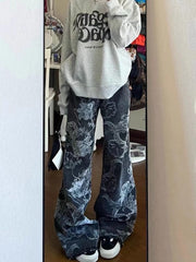 christmas outfit JazzHer Women Black Gothic Dragon Print Jeans Baggy Vintage Aesthetic Cowboy Pants Harajuku Denim Trousers Y2k Trashy 2000s Clothes 2025