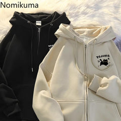 JazzHer Hooded Sweatshirts for Women 2025 Ropa Mujer Thicked Oversized Jackets Y2k Tops Casual Fashion Anime Zipper Hoodies Coats 49C858