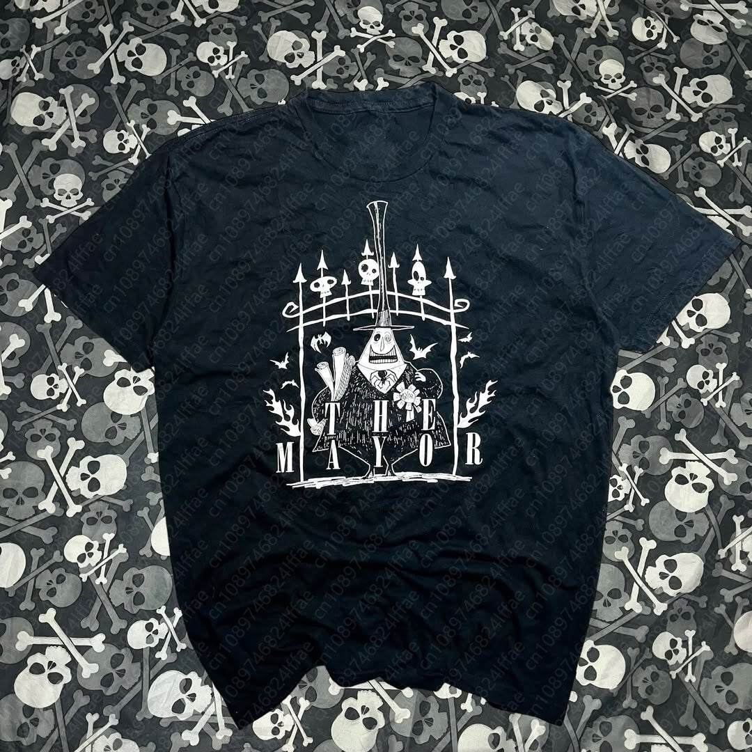 JazzHer 2000s affliction High Street Shirts women's Graphic Gothic Print  T Shirt Harajuku Gothic Round Neck Short Sleeve Tops New Y2k