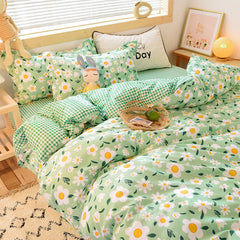 JazzHer Floral Bedding Set with Duvet Cover No Filling Flat Sheet with Pillowcases 2024 New Kids Queen Full Size Boys Girls Bed Linen